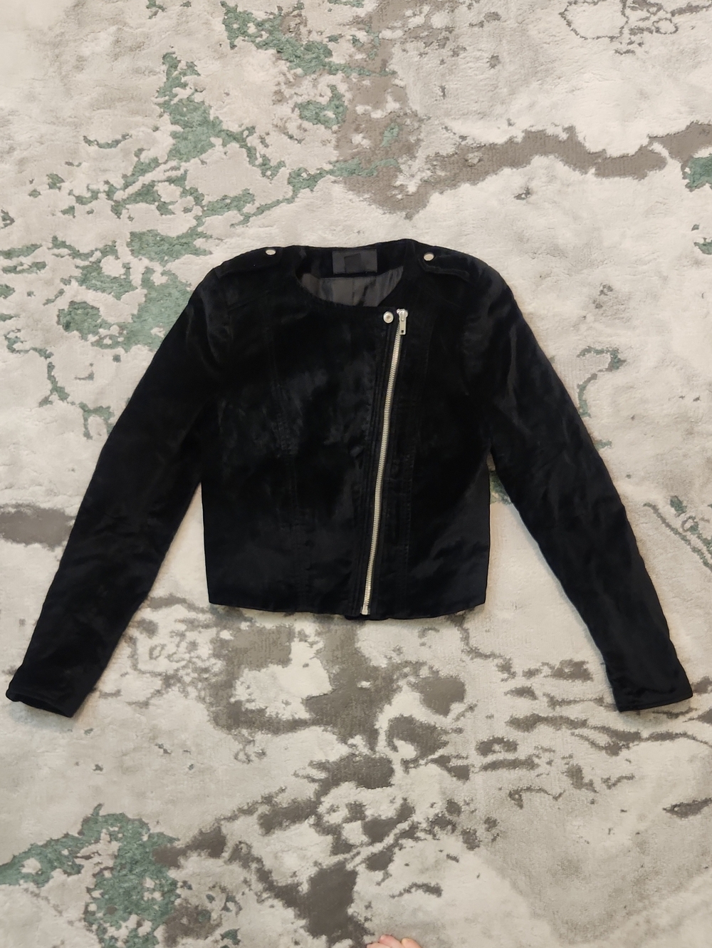 H&M Velvet Black Asymmetrical Zip Women's Jacket Size 4